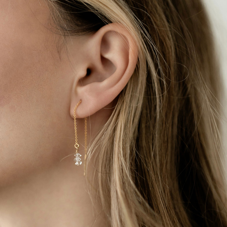 Herkimer Diamond Threader Earrings