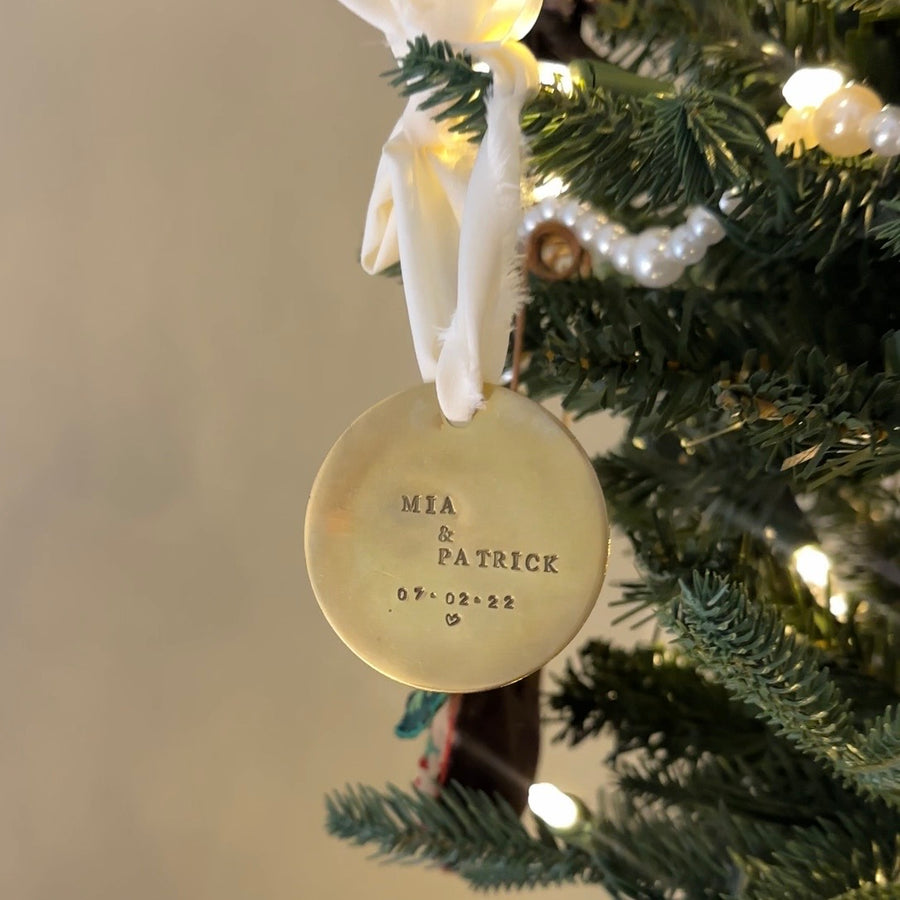Pre-Order: Hand-Stamped Personalized Brass Ornaments