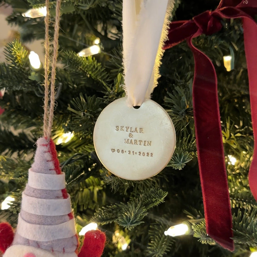 Pre-Order: Hand-Stamped Personalized Brass Ornaments