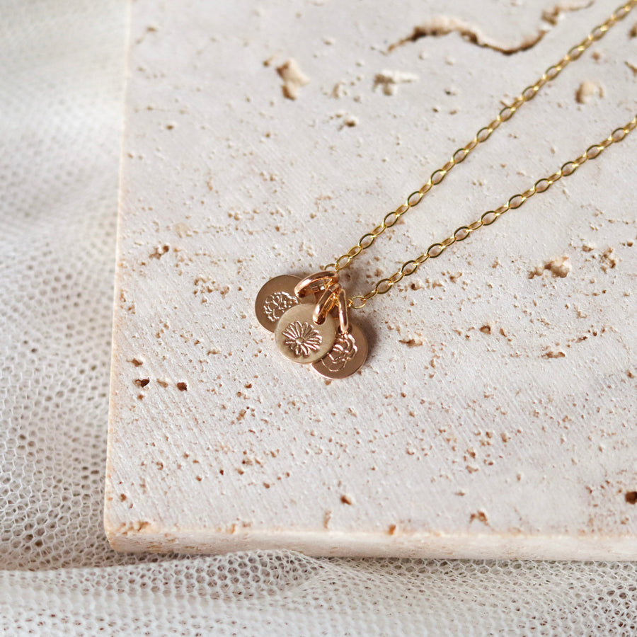 Personalized Tiny Birth Flower Or Initial Necklace