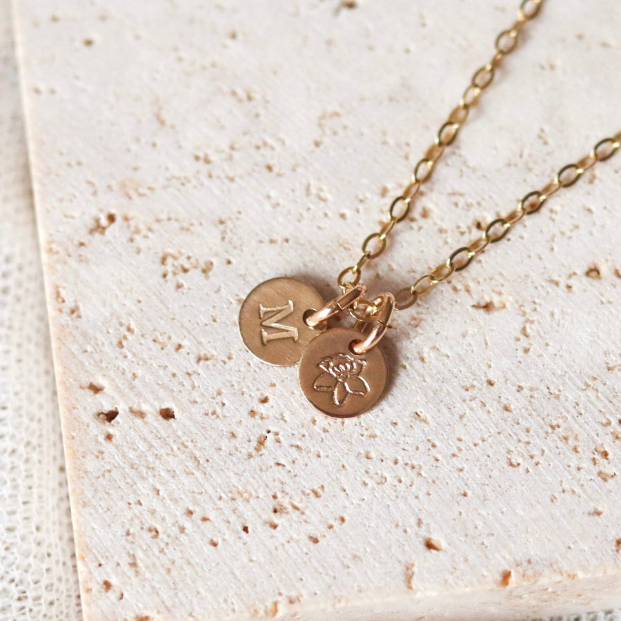 Personalized Tiny Birth Flower Or Initial Necklace