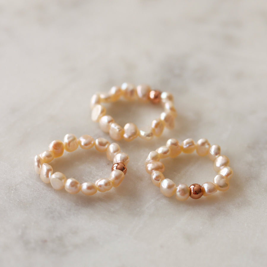 Beaded Nugget Pearl Stretchy Ring