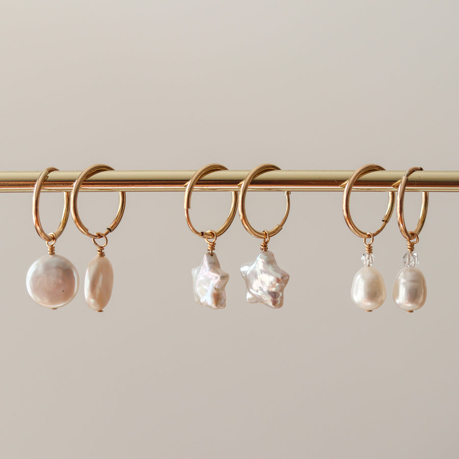 Baroque Star Pearl Hoops