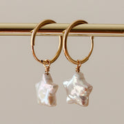 Baroque Star Pearl Hoops
