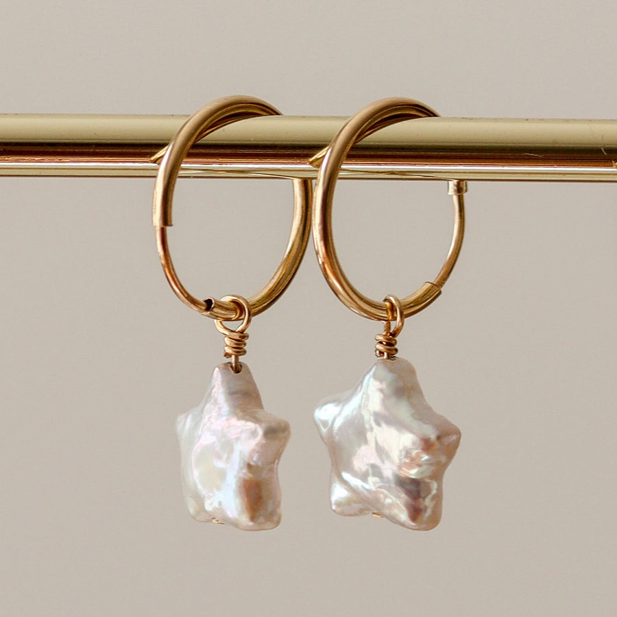 Baroque Star Pearl Hoops