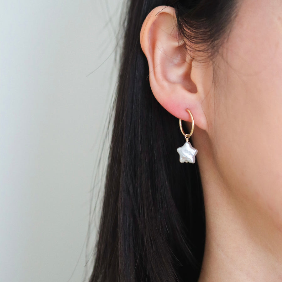 Baroque Star Pearl Hoops