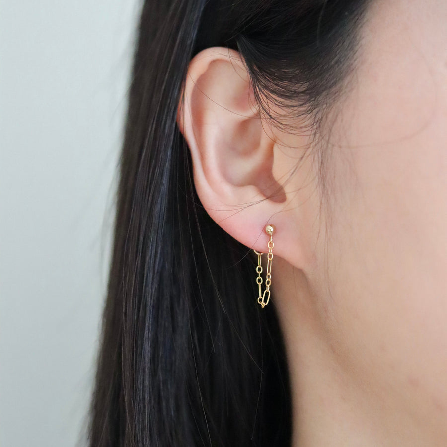 Oval Lace Chain Earrings