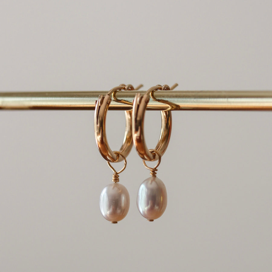 Classic Pearl Huggie Hoops