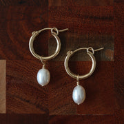 Classic Pearl Huggie Hoops