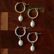 Classic Pearl Huggie Hoops