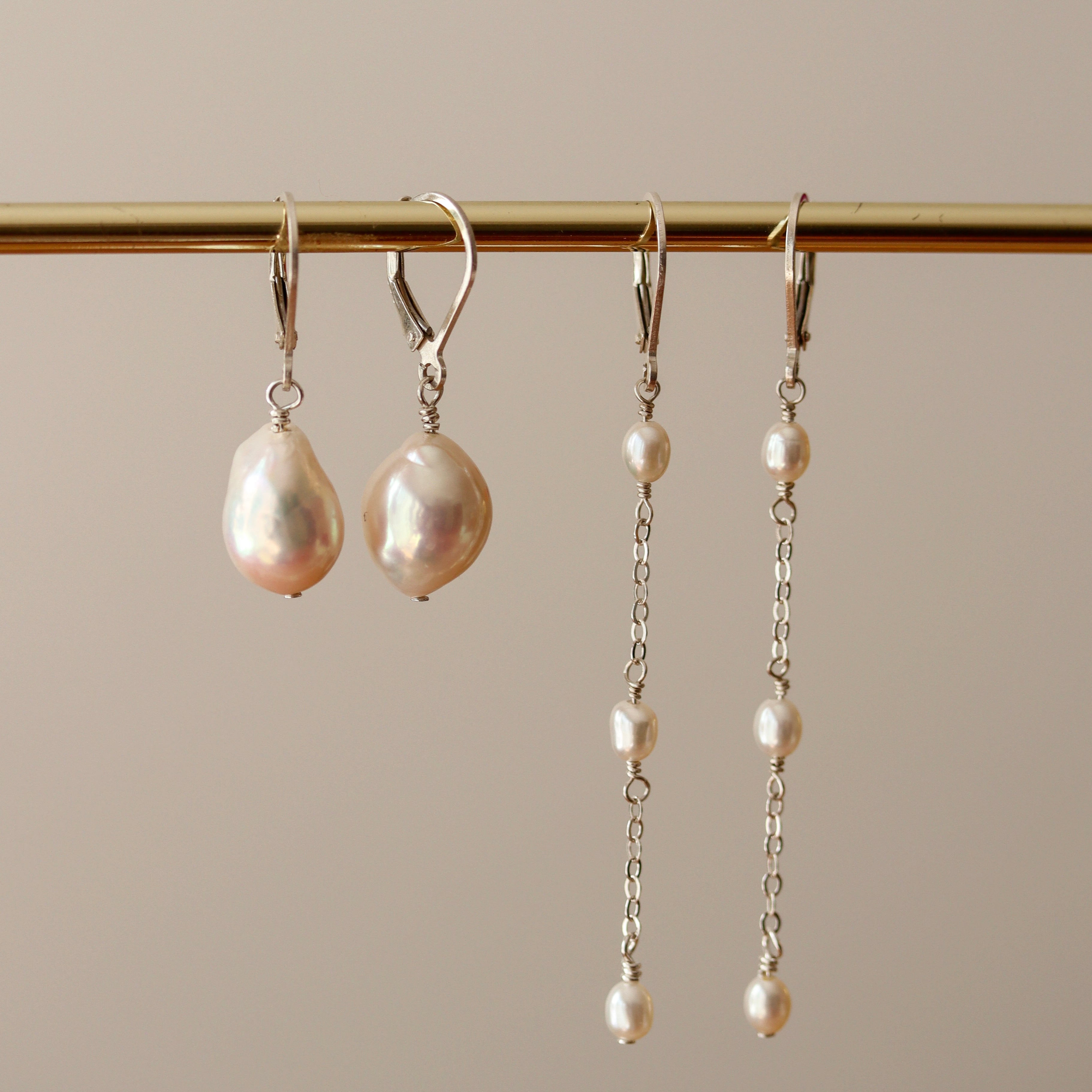 Pearl Line Drops Earrings
