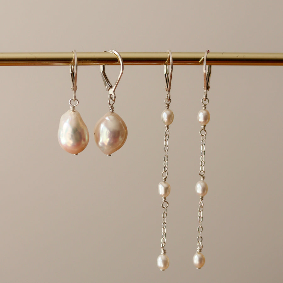 Pearl Line Drops Earrings