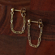 Oval Lace Chain Earrings